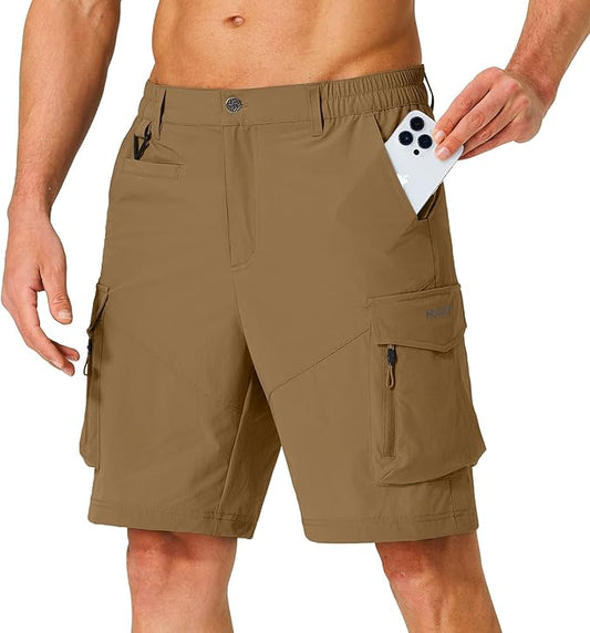 Men's Hiking Cargo Shorts Quick Dry Lightweight Travel Shorts with Multi Pockets for Fishing