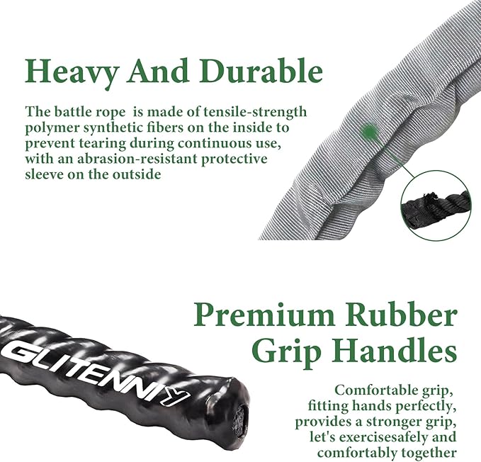 Battle Ropes Gray Workout Rope 1.5inch Battle Ropes for Home Gym 30ft Exercise Ropes for Working Out Heavy Ropes for Exercise Training Weighted Rope Weighted Workout Rope Battle Rope