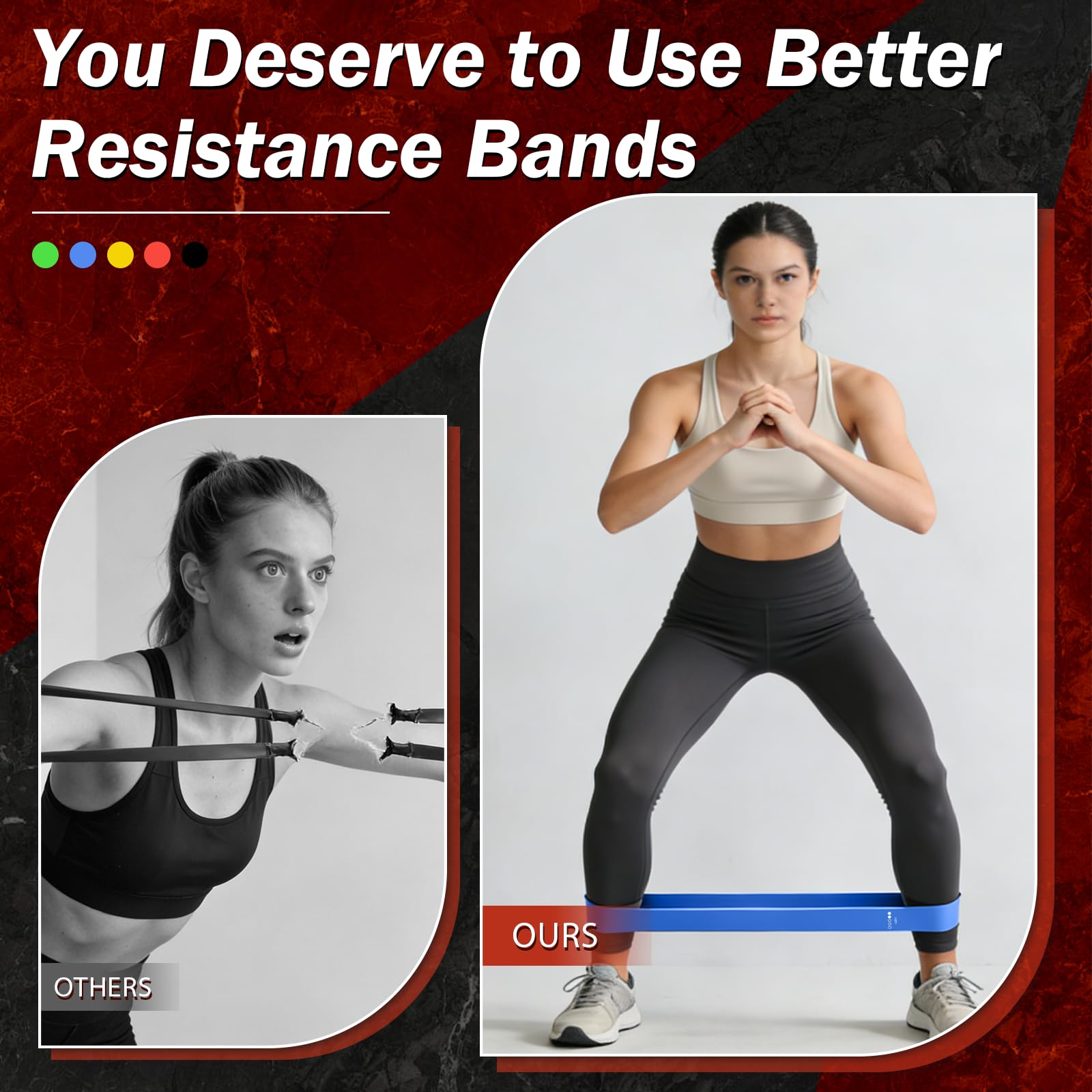 VanStretch Resistance Bands for Working Out, 5 Levels Exercise Bands Set