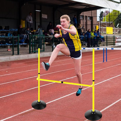 Adjustable Height Agility Hurdle Set Multi-Function Soccer Trainning Pole Set Coaching Sticks with Rubber Base