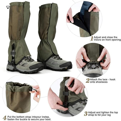 Adjustable Snake Gaiters for Men Women,Snow Boot Guard Gators,Shoe Gaiters,Waterproof Hiking Gaiters for Hunting,Running,Snow,Mountain Climbing,Yard Work