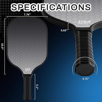 99.9% T300 Carbon Fiber Lightweight Pickleball Paddles Set of 2 Indoor Outdoor Games Equipment Beginner Intermediate Pro Sports Accessories Gifts