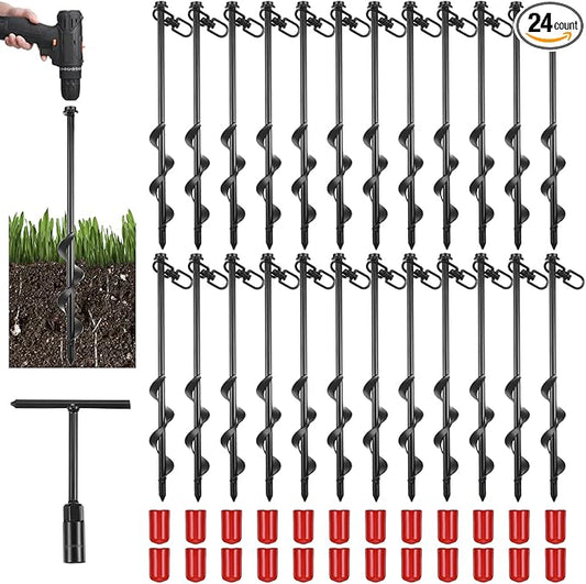 Reginary Ground Anchors Screw in Tent Stakes Heavy Duty Trampoline Anchors High Wind for Camping