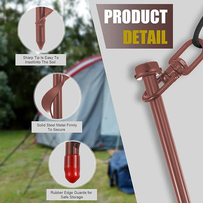 Reginary Ground Anchors Screw in Tent Stakes Heavy Duty Trampoline Anchors High Wind for Camping Canopy Carport Sheds Beach Sand Stakes Metal Swing Set