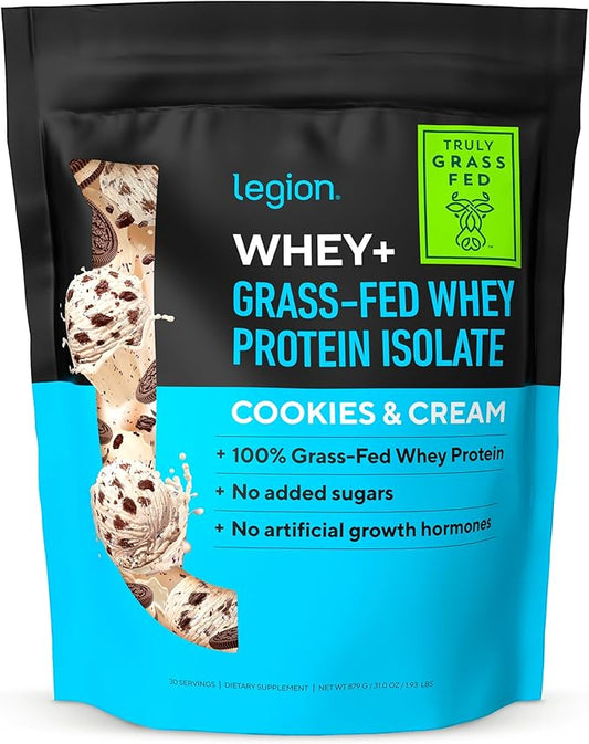 LEGION Whey+ Protein Whey Isolate from Grass Fed Cows - Whey Protein Isolate Powder Low Calorie