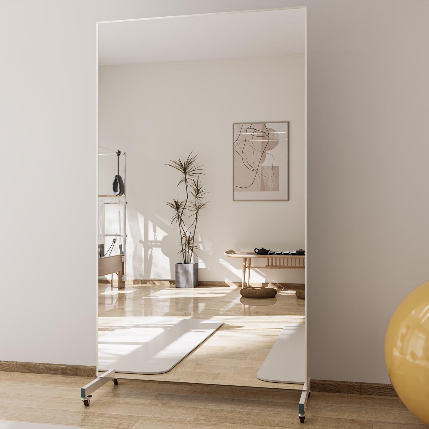 Fitcleer 71”x 39” Extra Large Full Body Floor Mirror with 360° Lockable Wheels, Super Lightweight