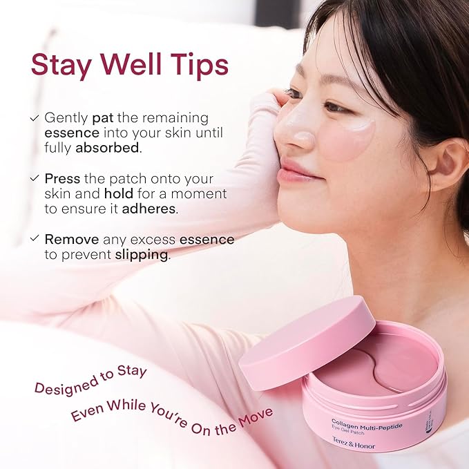 Terez & Honor Collagen Face Mask 4-Pack & Eye Patches 60 Pcs Hydrogel Set - Korean Self Care for Wrinkles, Fine Lines, Pores, Elasticity, Eye Puffiness, Dark Circles - Deep Hydrating, Firming, Glowing