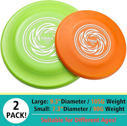 Sports Flying Disc, 2 Pack Compeition Flying Discs, Lightweight Durable Flying Disc Toys for Backyard Beach Lawn Park Outdoor Games, 105 Gram 9.3 Inch & 90 Gram 7.3 Inch.