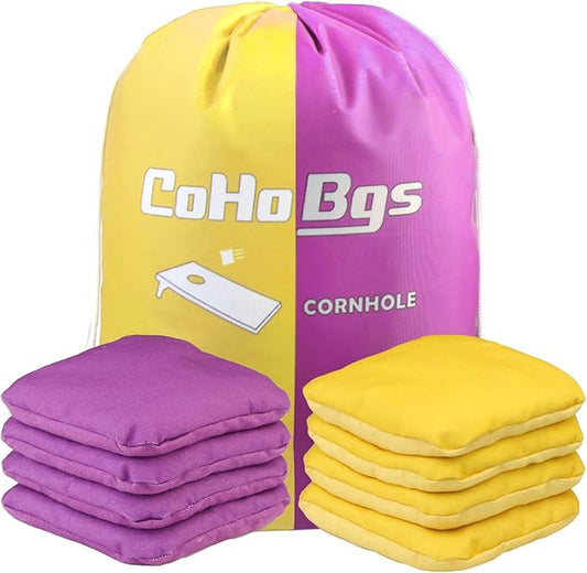 CoHoBgs Corn Hole Bags Set 8, Professional Cornhole Bags Dual-Sided Slick & Stick Resin Filled