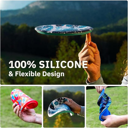 Waboba Wingman Pro - Foldable Silicone Flying Disc - Fly Straight and Far - Perfect for Kids and Adults – Neon Waves