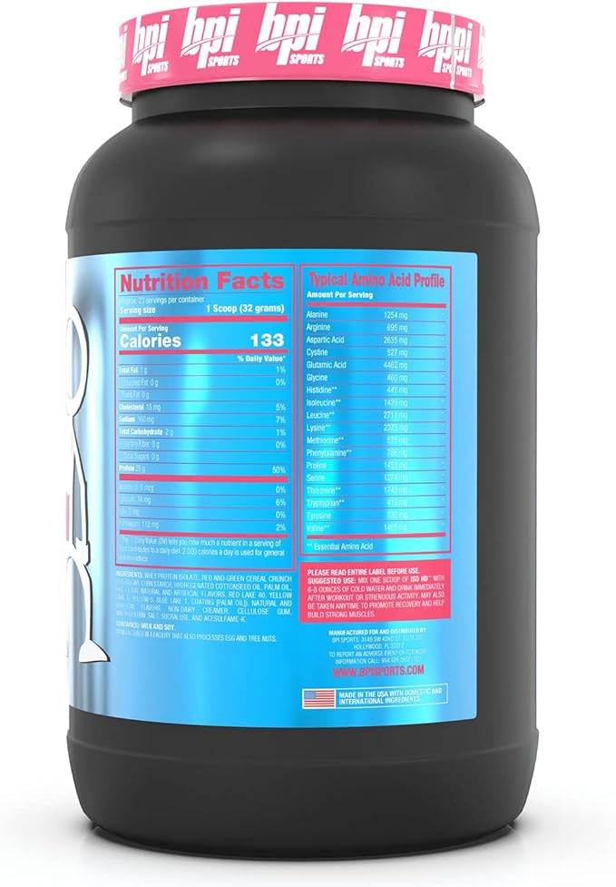 BPI Sports ISO HD ??100% Whey Protein Isolate Powder ??Muscle Growth, Recovery, Weight Loss, Meal Replacement ??Low Carb, Low Calorie ??for Men & Women ??Fruity Loopers ??1.7 Lb