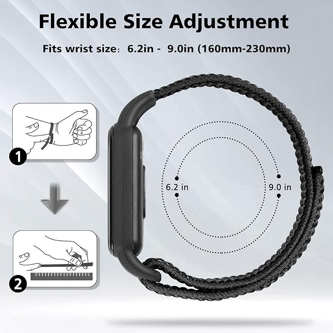 YCHDDER Solo Loop Nylon Bands Compatible with Amazfit Band 7 Straps,Soft Breathable Comfortable Adjustable Colorful Sports Replacement Wristband for Amazfit Band 7 for Men Women