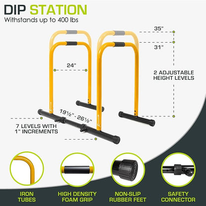 ProsourceFit Power Dip Station Adjustable Height Upper Body Equipment for Home Gym
