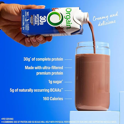 Orgain 30g High Protein Shake Bundle - Chocolate Fudge & Vanilla Bean, 11 Fl Oz (2 Pack of 12) - Dairy Isolate, 6g BCAAs, 1g Sugar, Keto Friendly, Gluten-Free