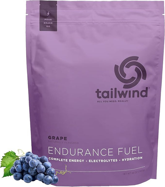 Tailwind Nutrition Endurance Fuel, Carbohydrate & Electrolyte Sports Drink Mix Powder, Gluten-Free, Vegan, Grape, 50 Servings
