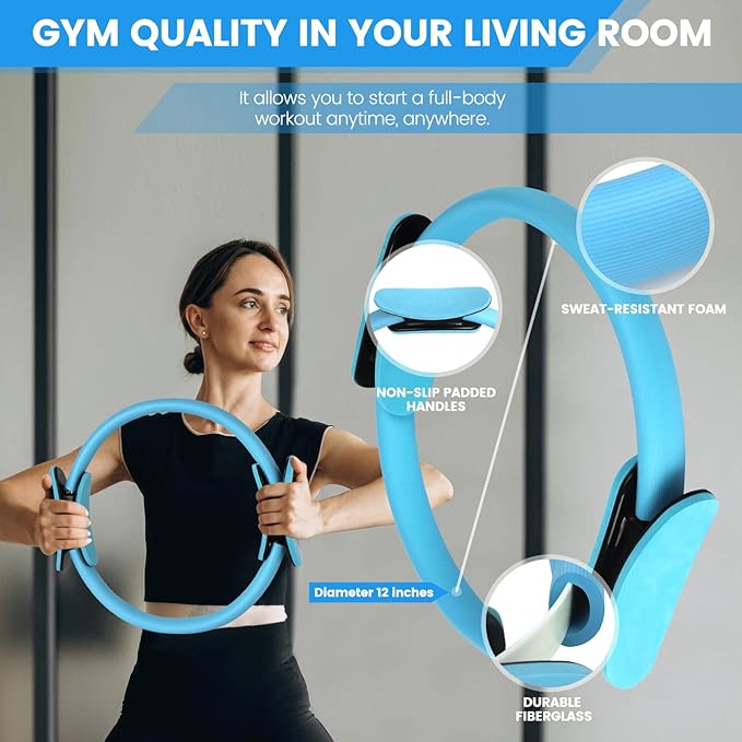 Home Pilates Essentials Kit for Women,Pilates Equipment Set with 9 Inch Yoga Ball,Figure 8 Resistance Band,Pilates Bands & Accessories,Pilates Ring and Ball Set for Beginners Home Workouts