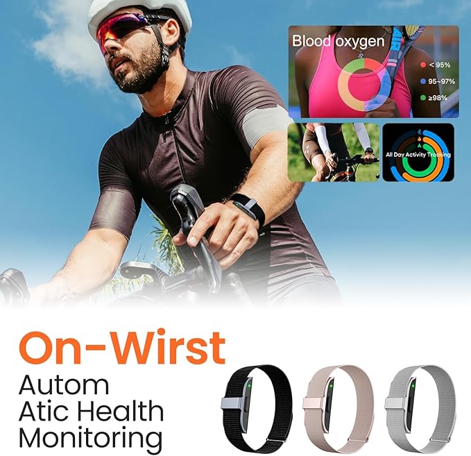 Smart Health Wristband, Screenless Smart Bracelet, Pedometer, Wearable Activity and Fitness Tracker, Free App, IP68 Waterproof (Rose Gold)