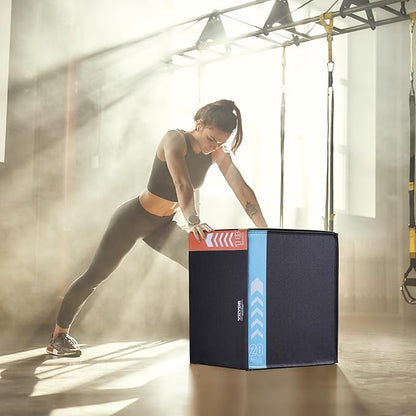 VEVOR 3 in 1 Plyometric Jump Box, Cotton Plyo Box, Platform & Jumping Agility Box, Anti-Slip Fitness Exercise Step Up Box for Home Gym Training, Conditioning Strength Training, Multiple Sizes, Black