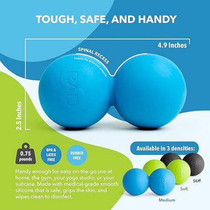 RAD Original Peanut Massage Ball ??Medium Density Yoga Deep Tissue Roller Ball ??Myofascial Release for Back, Neck, Feet, Psoas & Spine ??Suboccipital & Thoracic Trigger Point Therapy