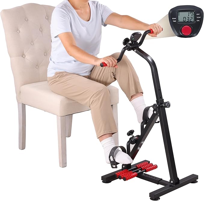 Pedal Exerciser Bike for Seniors, Hand Arm Leg and Knee Peddler Exercise Equipment, Elderly Recovery Home Exercise Bike for Total Body, Great Gift for Elderly Rehab