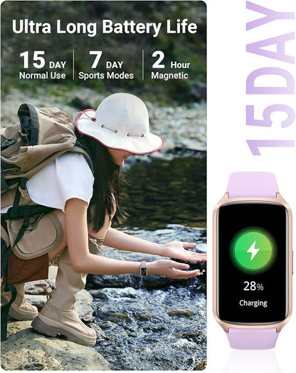 Health Fitness Tracker with 24/7 Heart Rate, Blood Oxygen, Blood Pressure, Sleep Tracker, 5ATM Waterproof Activity Trackers with Step Tracker, Pedometer (S & L Bands Included)