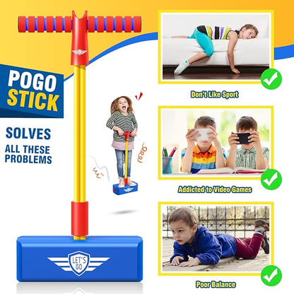 CUUGO LET'S GO! CG Jumping Promotes Growing Taller- Pogo Stick Foam Pogo Jumper for Kids, Toys for 3-12 Year Old Boys Girls Outdoor Toys Indoor Toys Fun Gifts Christmas Stocking Stuffers Gifts