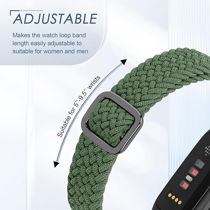 Tiptops Braided Nylon Bands Compatible with Fitbit Inspire 3/Inspire 2/Inspire/Inspire HR/Ace 2/Ace 3, Adjustable Loop Stretchy Straps Replacement Wristbands for Fitbit Inspire Women Men