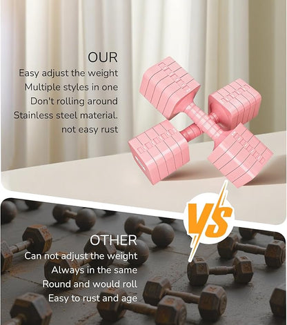 Adjustable Dumbbell Set for Women Men 16LB 20LB Hand Weights Dumbbells Sets Woman Exercise Fitness dumbbell Adjust dumbbells set of 2 for Home Gym Workout Strength Training Equipments