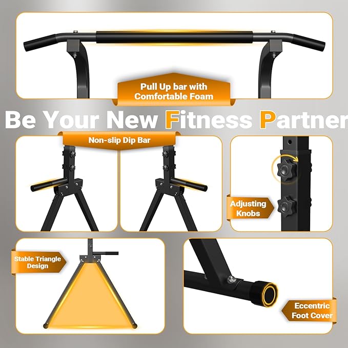 Foldable Pull Up Bar Free Standing Multi-function Power Tower Dip Bar Home Gym Strength Training Equipment 300 LBS Weight Capacity