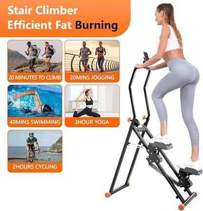 Stair Stepper with Adjustable Resistance for Home Cardio Workout,Upgraded Vertical Climber Machine Full-Body Workout,Compact Folding Exercise Climber, Adjustable Handlebar & Pedals