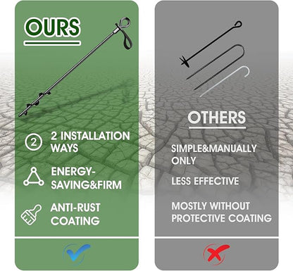 27" Trampoline Stakes Heavy Duty, Ground Anchors Screw in Mobile Home Anchors Resistant High Wind for Large Buildings, Sheds, Metal Swing Sets, Carports, Canopies(Black-4x27)