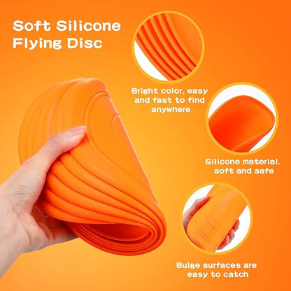 Lenwen 24 Pcs Flying Disc 6.89 Inch Soft Silicone Flying Disks Classic Play Flick Disc for Outdoor Backyard Beach Lawn Sports Park Camping Playing Adults Pet