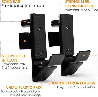 Yes4All Power Rack J-Hooks & Attachments ??Heavy Duty Barbell Holders Compatible with 2x2 & 3x3 Power Racks for Home Gym