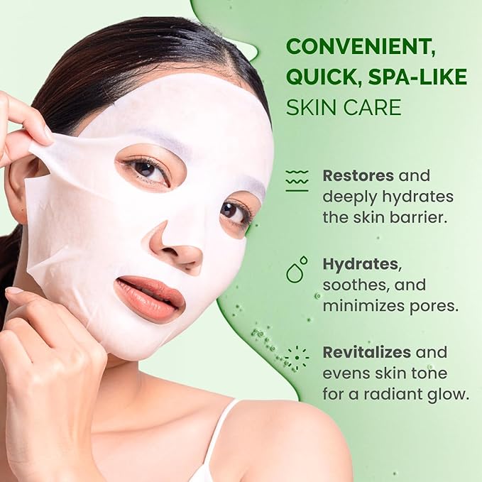 PLANTIFIQUE Superfood Facial Sheet Mask Variety Box 5 Pack ??Face Mask Set with Coconut, Aloe, Vitamin C, Centella & Collagen ??Hydrating & Refreshing ??For All Skin Types