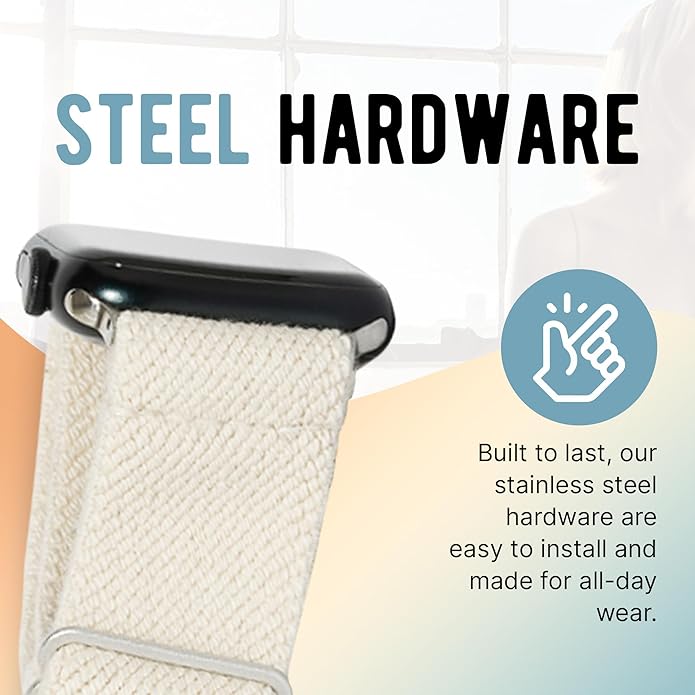 Braxley Bands - Organic Cotton Watch Bands For Women and Men, Compatible With All Apple Watch Sizes and Series - Washable, Sweat-Absorbent, Breathable Fit, Elastic Smart Watch Bands