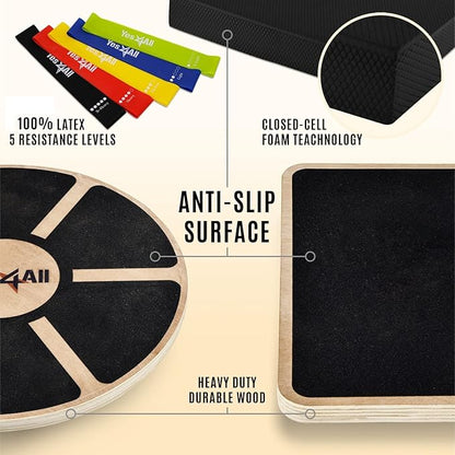 Yes4All Versatile Wooden Wobble Balance Board, Balance Trainer for Mobility Training, Standing Desk, Core Training, Exercise Balance Stability Trainer