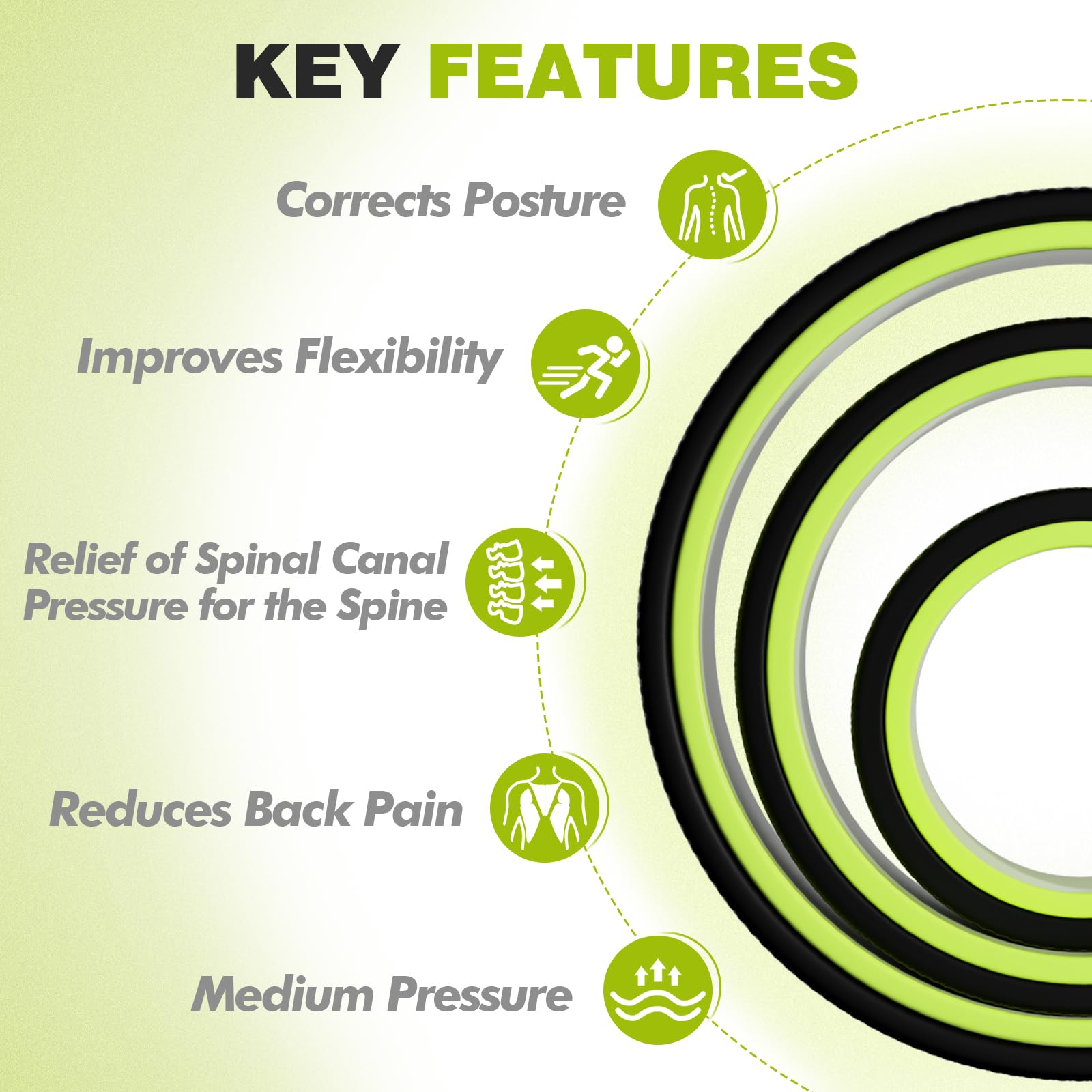 Back Roller Wheel - 3 Pack Yoga Foam Roller for Physical Therapy & Back Stretcher, Deep Tissue