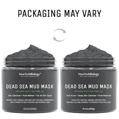 New York Biology Dead Sea Mud Mask for Face and Body | with Tea Tree | Spa Quality Pore Refiner for Oily Skin | Natural Skincare for Women & Men | Tighten Skin for A Healthier Complexion | 8.8 oz