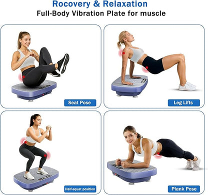 Vibration Plate Exercise Machine, Vibration Plate for Lymphatic Drainage & Body Toning, Whole Body Vibration Plate Platform with Bluetooth, Ultra-Quiet Home Gym Equipment, Resistance Bands