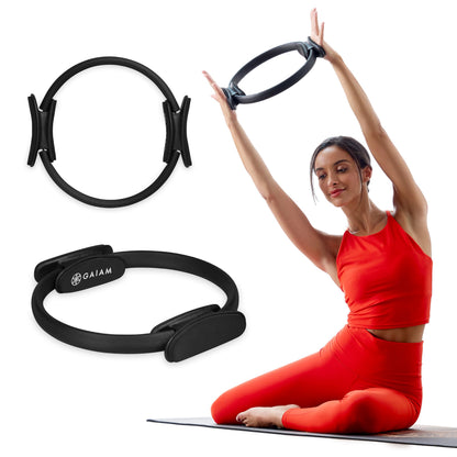 Gaiam Pilates Ring Fitness Circle, Toning Arms, Legs & Core (15", Black)