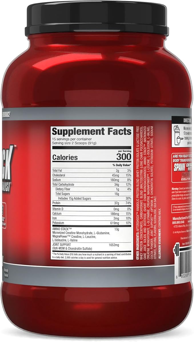 Myogenix Aftershock Post Workout, Unlimited Muscle Growth | Anabolic Whey Protein | Mass Building Carbohydrates | Amino Stack Creatine and Glutamine Plus BCAAs | Shockolate Milk - 3 LBS