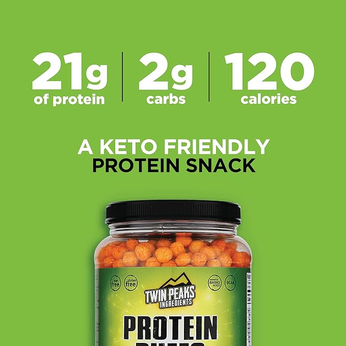Twin Peaks Protein Puffs - (Jalapeno Cheddar), Keto Friendly, Low Carb Snack (300g, 21g Protein, 2g Net Carbs, High Protein, Healthy Crunchy Snack)