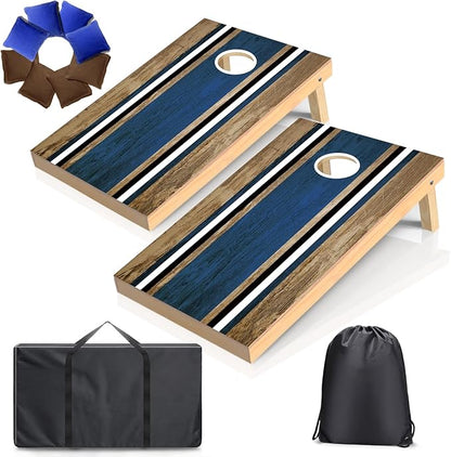 Cornhole Boards Set - Regulation Size 4x2/3x2ft Solid Wood Corn Hole Game Set with 8 Bean Bags and 2 Cornhole Boards - Perfect for Outdoor Game