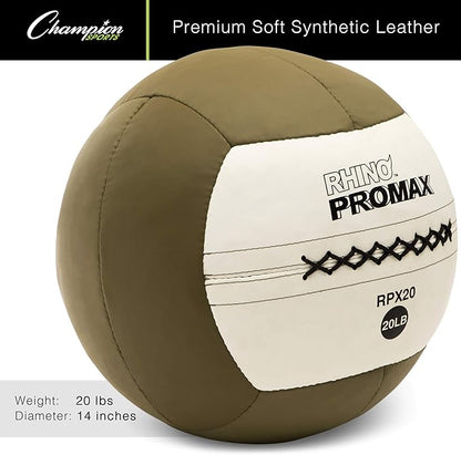 Champion Sports RPX16 Rhino Promax Slam Balls, 16 lb, Soft Shell with Non-Slip Grip, Medicine Wall Exercise Ball for Weightlifting, Plyometrics, Cross Training, & Home Gym Fitness