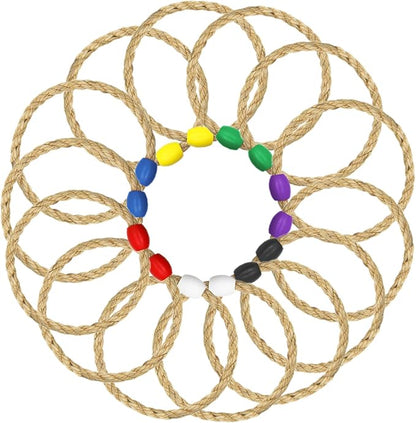 14 Pack Sisal Rope Ring Toss Game Replacement Parts for Adults and Kids, Outdoor Toss Rings for Agility/Speed Practice and Yard/Lawn Game for Party(7 Colors-Red Blue Yellow Green Purple Black White)