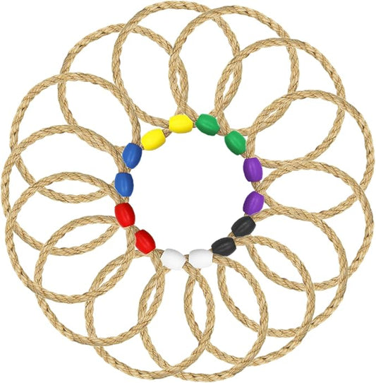 14 Pack Sisal Rope Ring Toss Game Replacement Parts for Adults and Kids, Outdoor Toss Rings for Agility/Speed Practice and Yard/Lawn Game for Party(7 Colors-Red Blue Yellow Green Purple Black White)