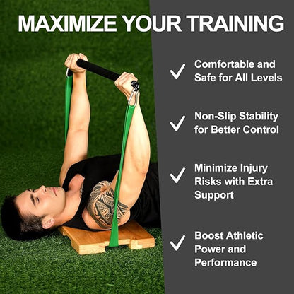 Wood Fitness Board, Wooden Exercise Board with Non-slip Design, Resistance Band Platform, for Band Workout, Stretching, Balance & Flexibility Exercise for Home Gym