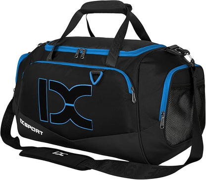 Sports Gym Bag，INOXTO Travel Duffel Bag with Dry Wet Pocket And Shoe CompartmentFor Women and Men，40L/55L Fitness Waterproof Weekender Bag For Swim Sports Travel Working Out (Black blue, 40L)