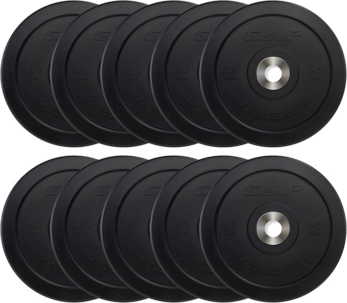 CAP Barbell 2-Inch Olympic Bumper Plate Weight Set | 100-370 lbs | Multiple Options