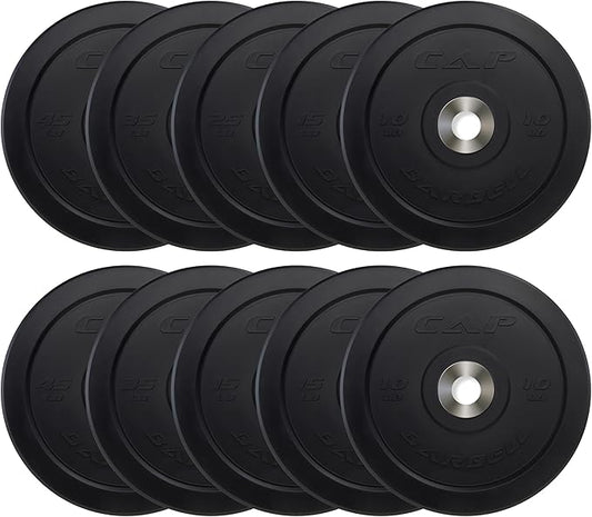 CAP Barbell 2-Inch Olympic Bumper Plate Weight Set | 100-370 lbs | Multiple Options